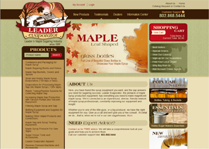 Active Lightning's ecommerce site implemention for Leader Evaporator, makers of maple syrup equipment